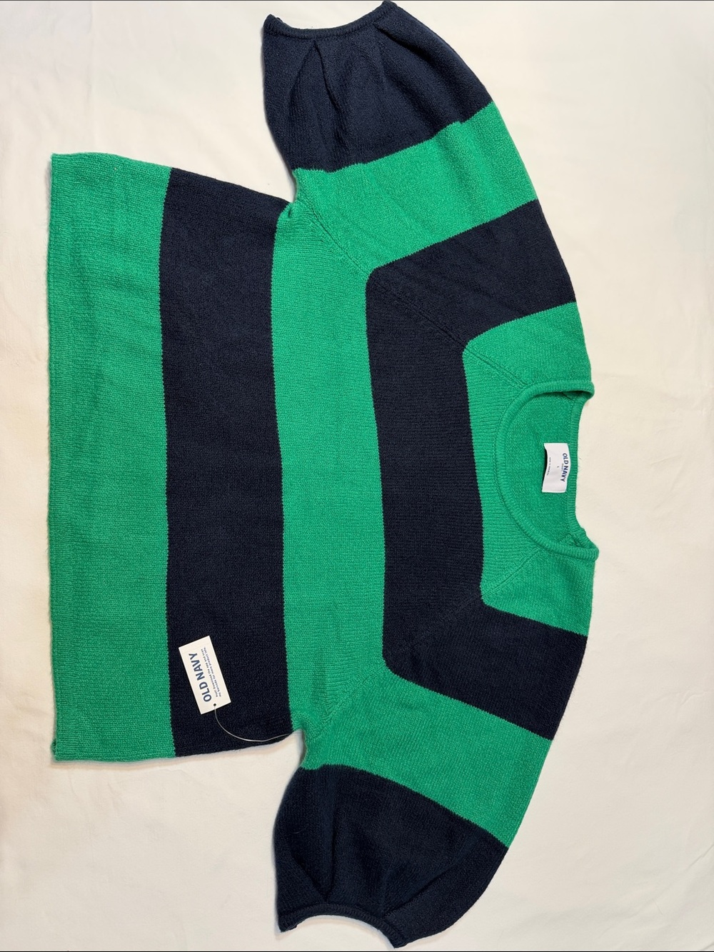 Old Navy Women's Crop Short Sleeves Sweater with Green and Blue Stripes L NWT - Picture 10 of 11